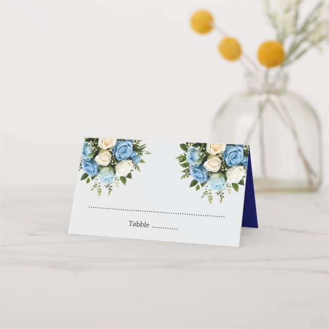 Tarjetas personalizadas Blue and White Rose Place (Anverso)