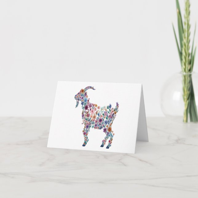 Tarjetas personalizadas bonitas cabra floral (Anverso)