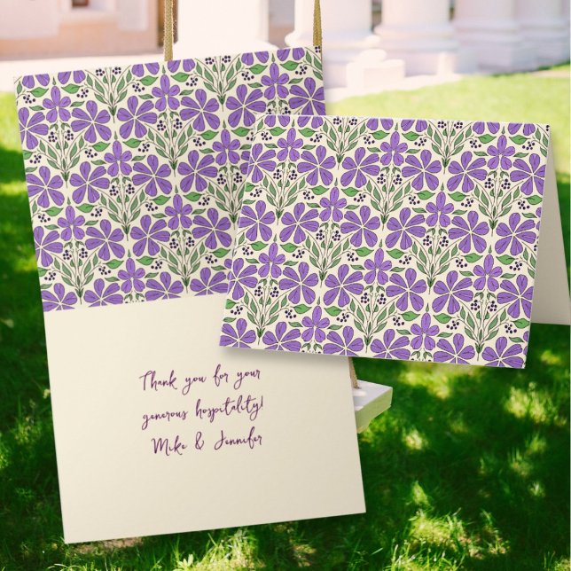 Tarjetas Personalizadas con Patrón de Floral Púrpu (Subido por el creador)