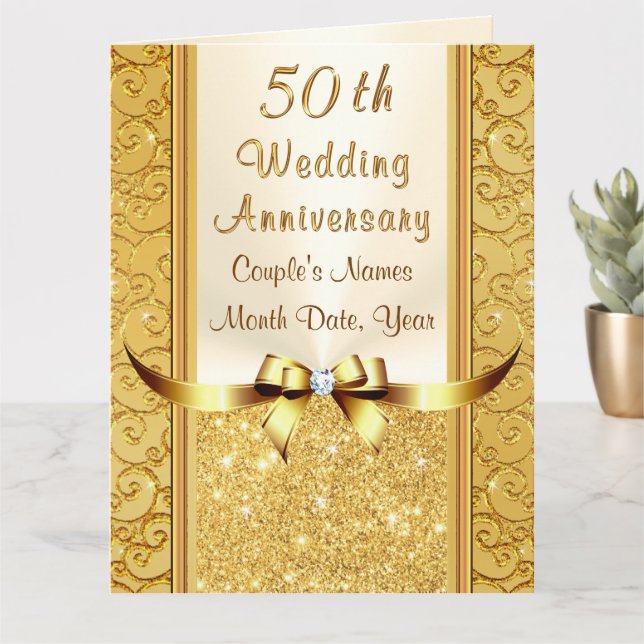 Tarjetas personalizadas de bodas de oro de anivers (Planta pequeña)