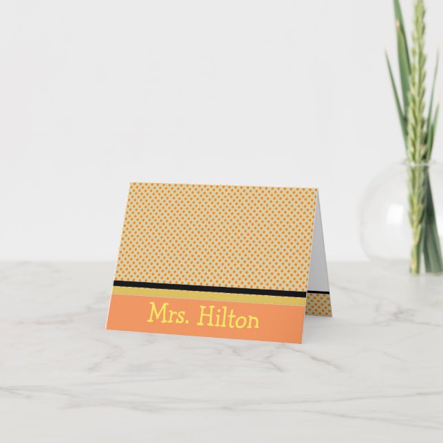 Tarjetas personalizadas de lunares naranjas (Anverso)