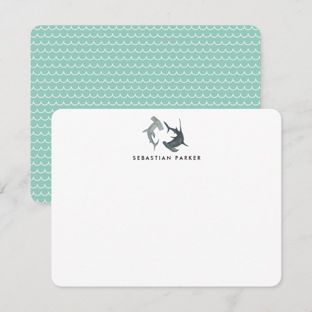 Tarjetas personalizadas de notas de tiburón martil (Anverso / Reverso)
