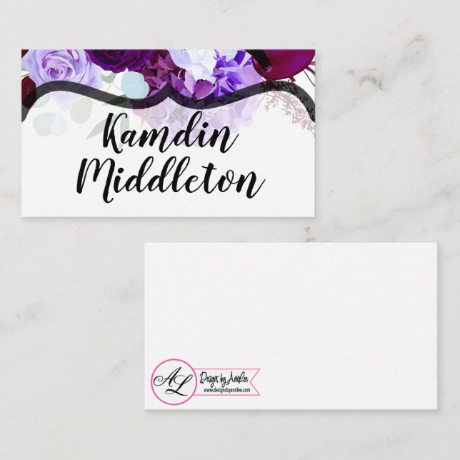 Tarjetas personalizadas Lavender Hibiscus on Whit (Anverso / Reverso)