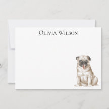Tarjetas personalizadas planas con pug
