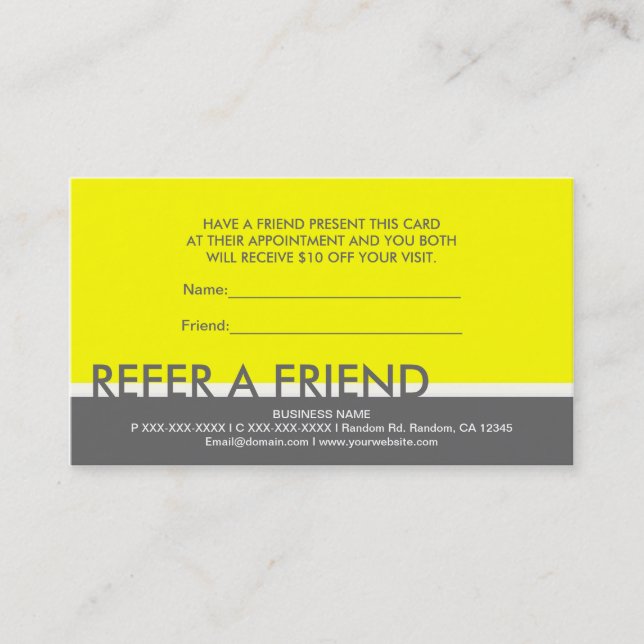 Tarjetas personalizadas simples gris amarillo para (Anverso)