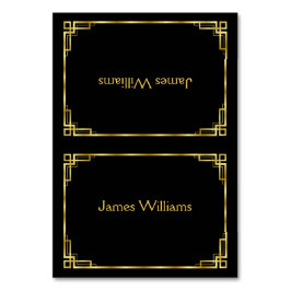 Tarjetas personalizado Art Deco Black And Gold Pla