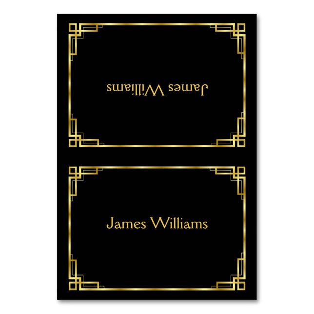 Tarjetas personalizado Art Deco Black And Gold Pla (Anverso)