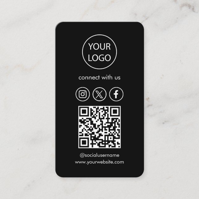 Tarjetas personalizado, medios sociales QR Código  (Anverso)