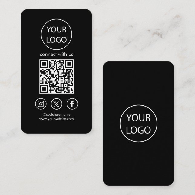 Tarjetas personalizado, medios sociales QR Código  (Anverso / Reverso)