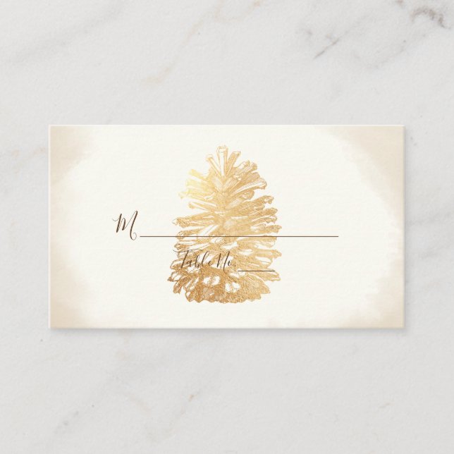 Tarjetas PixDezines Faux Gold Pinecone Place (Anverso)