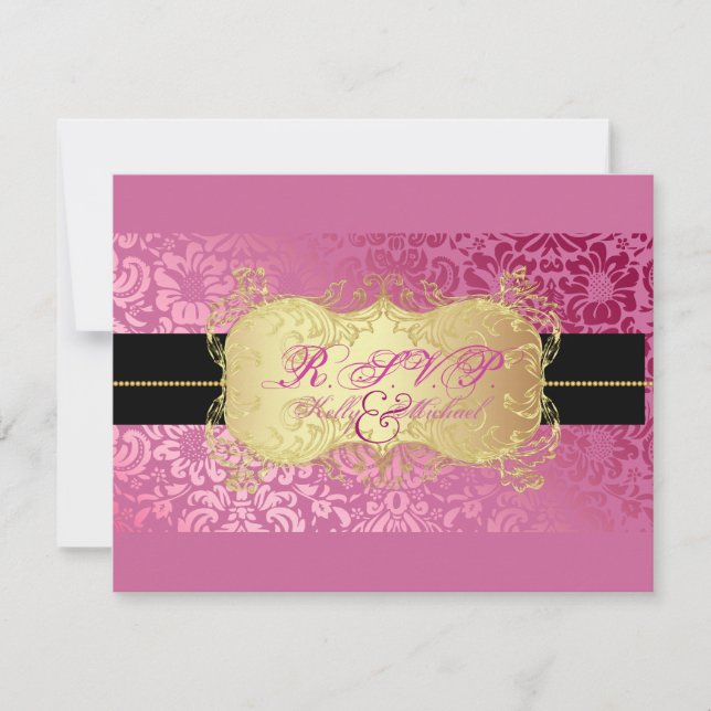 Tarjetas PixDezines Fidora Damask RSVP (Anverso)