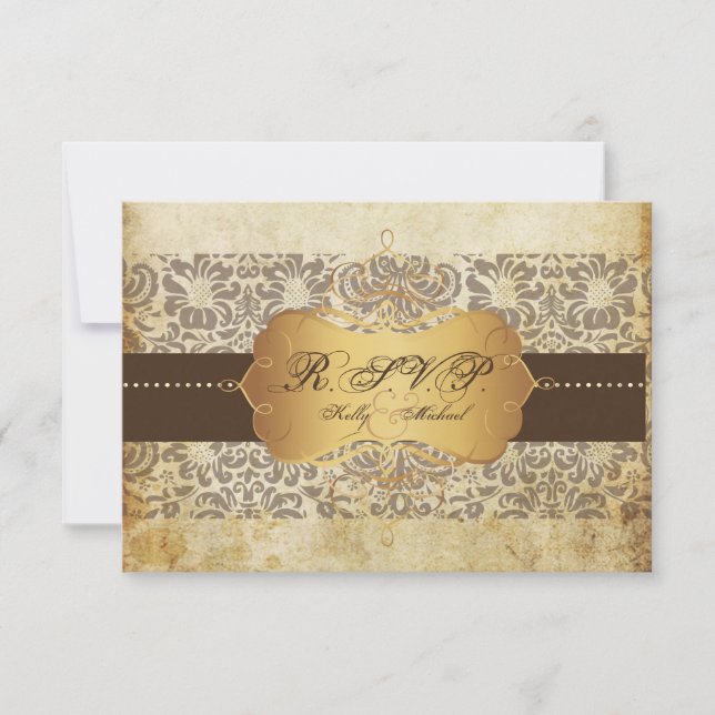Tarjetas PixDezines Fidora Damask RSVP (Anverso)