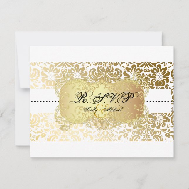 Tarjetas PixDezines Fidora Damask RSVP, requieren  (Anverso)