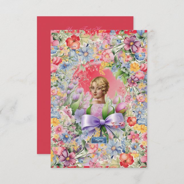 Tarjetas planas 1 rojo (Jardín Cameo) RFPMDesigns  (Anverso / Reverso)