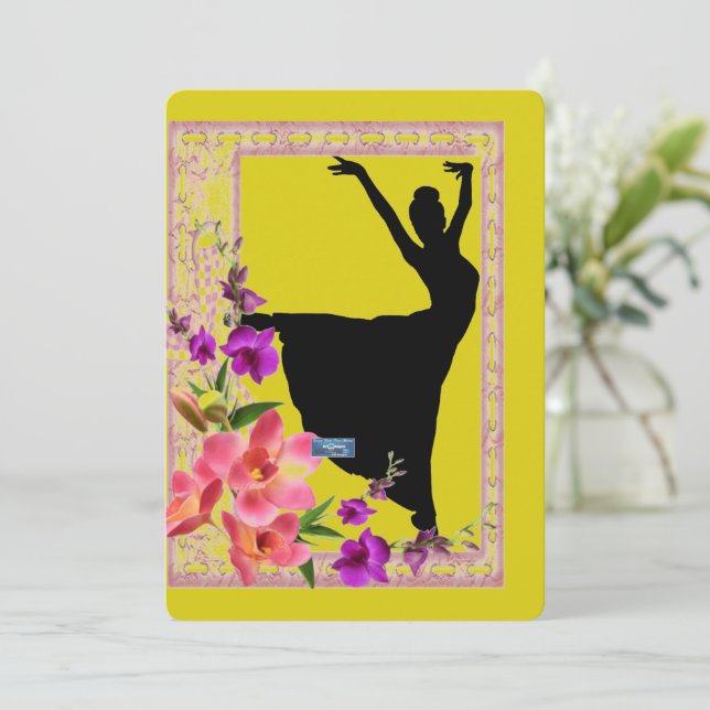 Tarjetas planas 5 amarillo (danza primavera)RFPMDe (Anverso de pie)