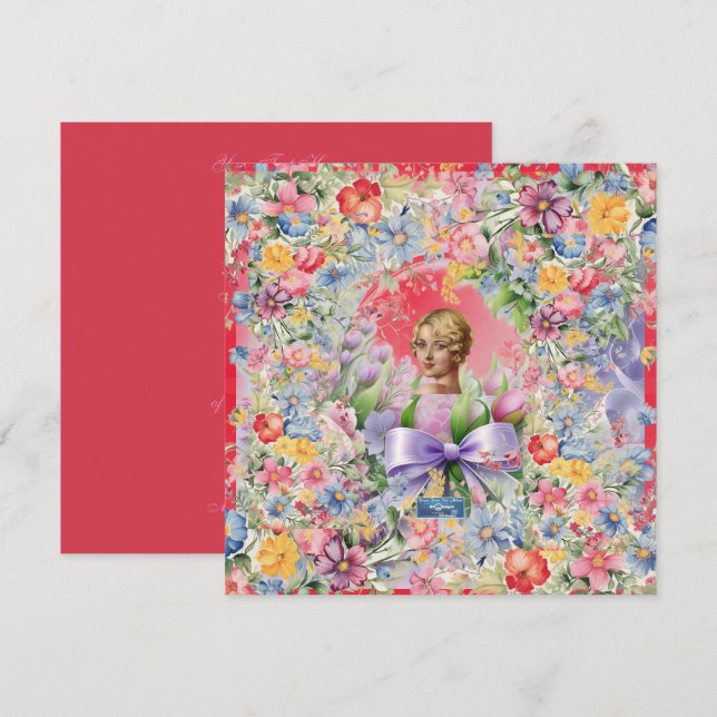 Tarjetas planas 5 Red (Jardín Cameo) RFPMDesigns © (Anverso / Reverso)