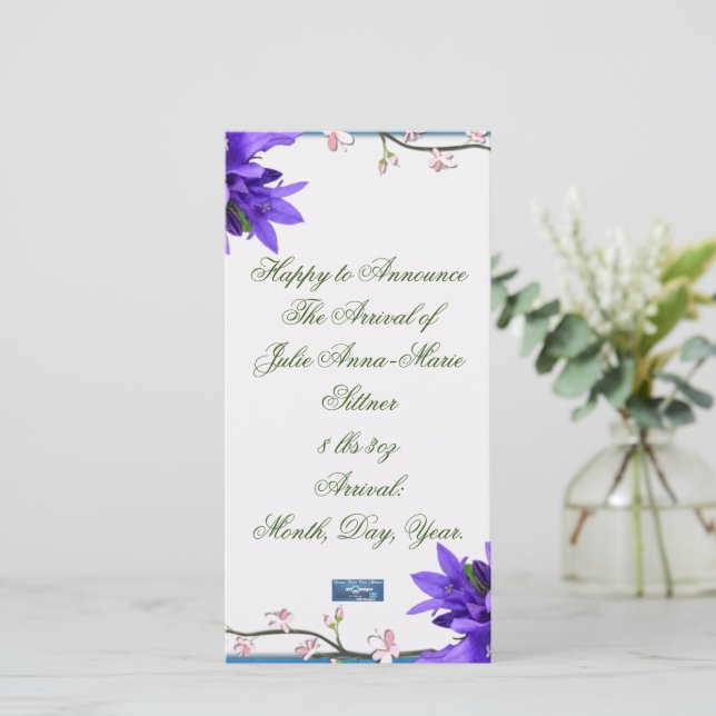 Tarjetas Planas 8 (PurpleBlossoms) RFPMDesigns 202 (Anverso de pie)