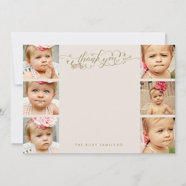 Tarjetas planas con marco fotográfico Baby Gracias (Anverso)