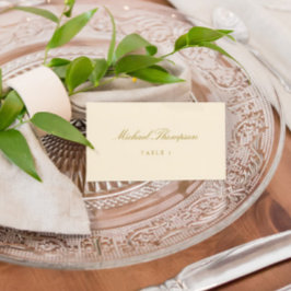 Tarjetas planas cream y Gold Elegant Wedding Place