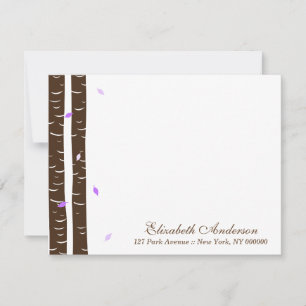 Tarjetas planas de abedul con lavanda