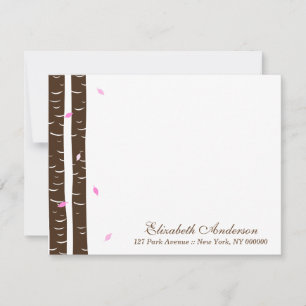 Tarjetas planas de abedules rosados