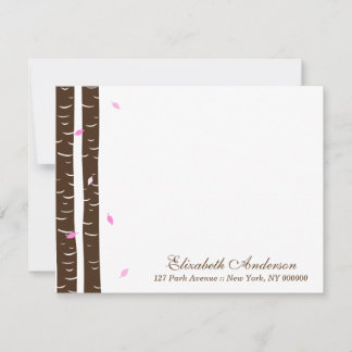 Tarjetas planas de abedules rosados