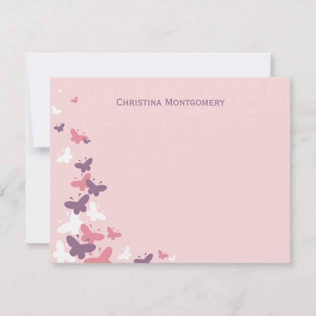 Tarjetas planas de agradecimiento con mariposas re (Anverso)
