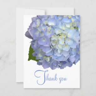 Tarjetas planas de agradecimiento florales azules