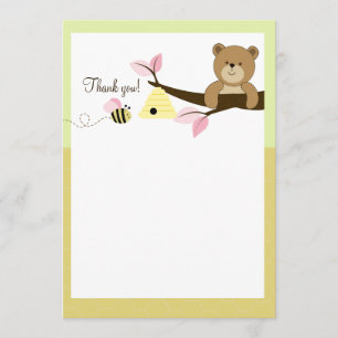 Tarjetas planas de agradecimiento Honey Bear y Bee