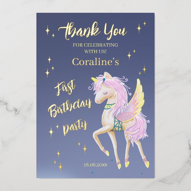 Tarjetas planas de agradecimiento para el 1er cump (Anverso)