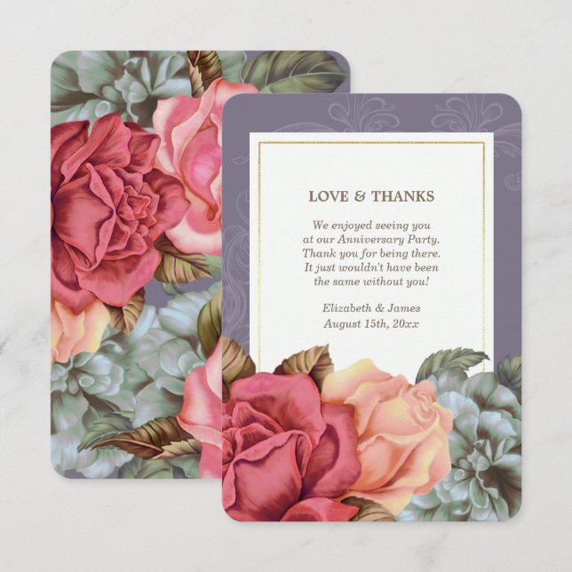 Tarjetas planas de aniversario de agradecimiento (Anverso / Reverso)
