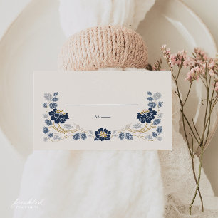 Tarjetas planas de Art Nouveau florales azul marin