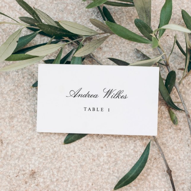 Tarjetas planas de Boda personalizadas individualm (Individual personalized flat wedding place cards - black and white - classic and simple)