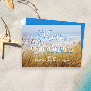 Tarjetas planas de dunas de playa Feliz Navidad
