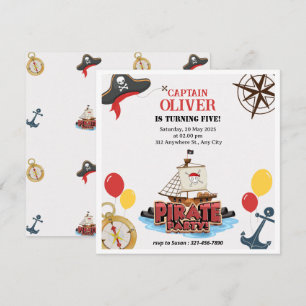 Tarjetas planas de invitación de cumpleaños para e