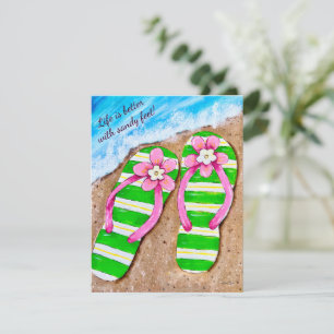 Tarjetas planas de notas de chanclas de vida en la