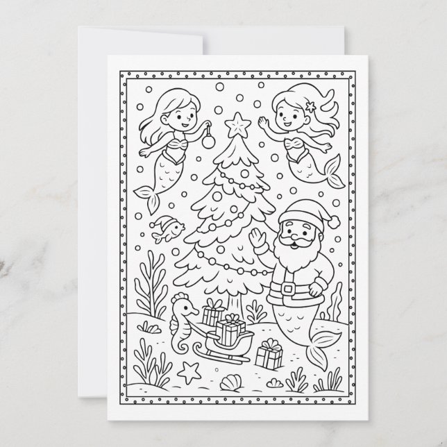 Tarjetas planas de notas divertidas de sirenas de  (Anverso)