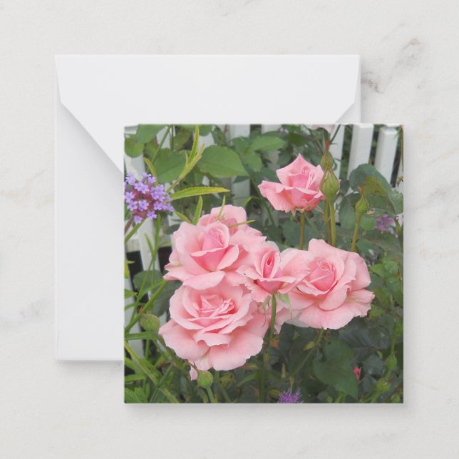 Tarjetas planas de rosas rosadas (Anverso)