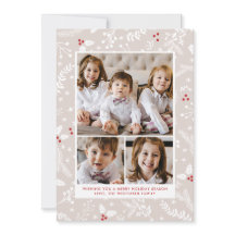 Tarjetas planas de vacaciones de Navidad con bayas