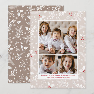 Tarjetas planas de vacaciones de Navidad en Ecru c
