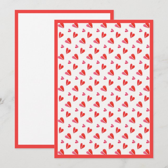 TARJETAS PLANAS EN BLANCO 5x7 MINI HEARTS / Rojo (Anverso / Reverso)