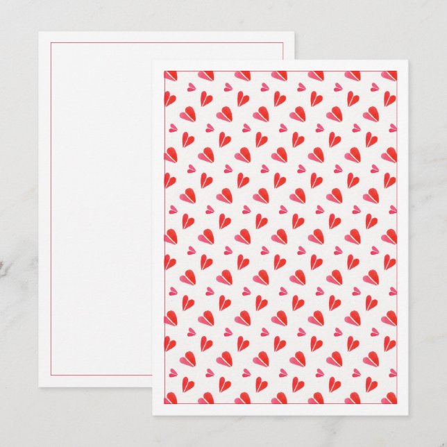 TARJETAS PLANAS EN BLANCO MINI CORAZONES 4.5x6.25 (Anverso / Reverso)