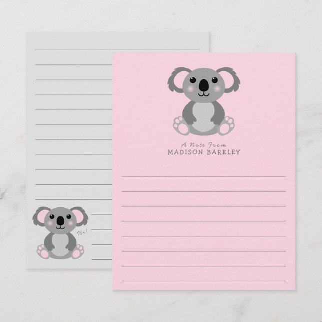 Tarjetas planas estatiarias cortas de Koala Bear K (Anverso / Reverso)