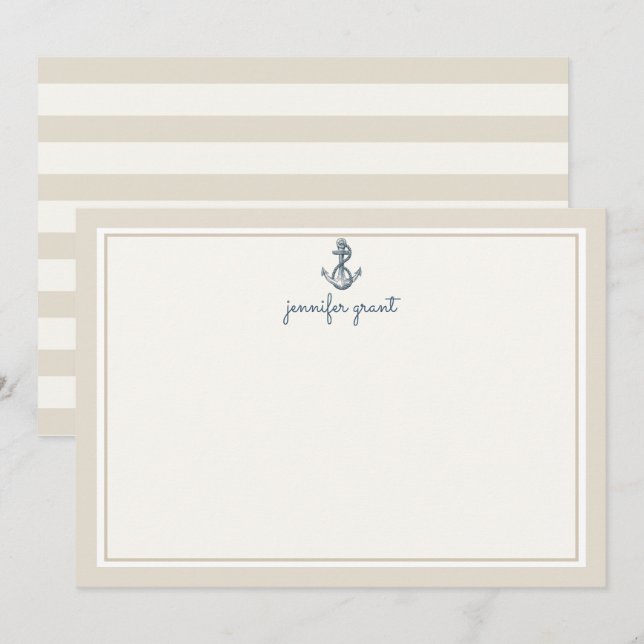 Tarjetas planas personalizadas de ancla náutica (Anverso / Reverso)