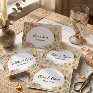 Tarjetas planas personalizadas para boda boho