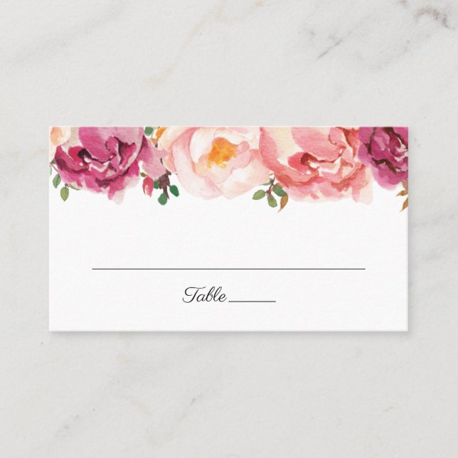 Tarjetas planas rusas de Boda floral rosa (Anverso)
