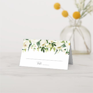 Tarjetas plegadas Boda verde de flores blancas