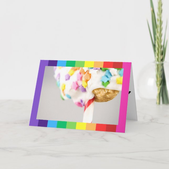 Tarjetas plegadas de cumpleaños felices con foto ú (Anverso)