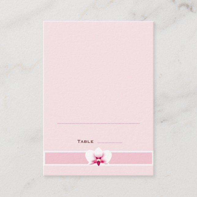 Tarjetas plegadas para lugares con orquídeas blanc (Anverso)