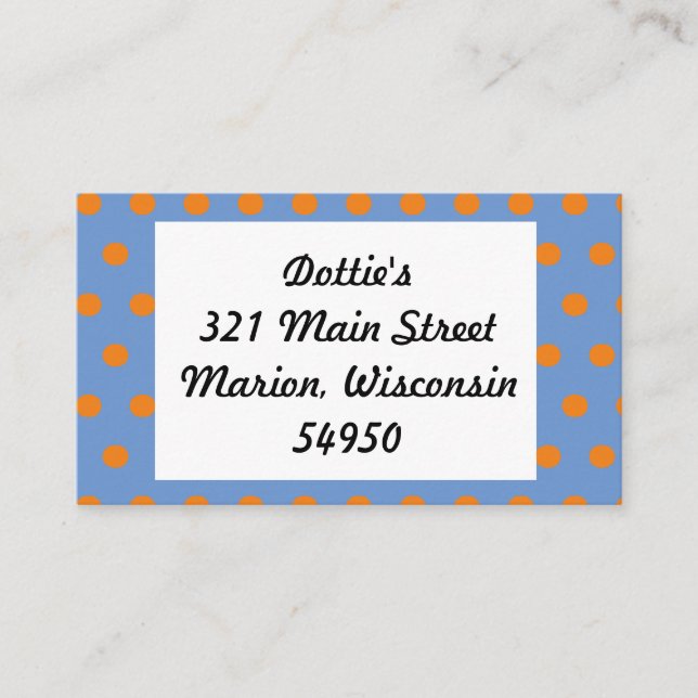 Tarjetas Polka Dot Business (Denim Blue & Naranja) (Anverso)